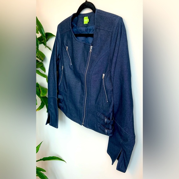 Super Cute Adam Jacobs Navy Blue Chic Short Fully Lined Jacket, Size Small - Picture 4 of 9